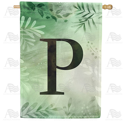 America Forever Lush Leaves Monogram House Flag