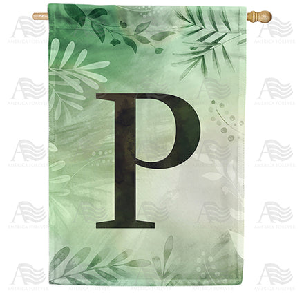 America Forever Lush Leaves Monogram House Flag