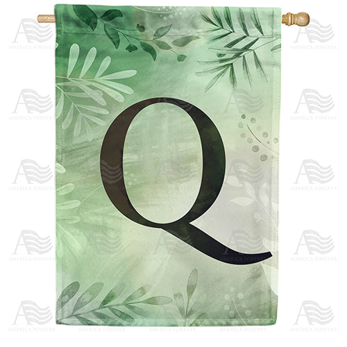 America Forever Lush Leaves Monogram House Flag