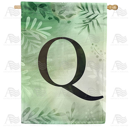 America Forever Lush Leaves Monogram House Flag
