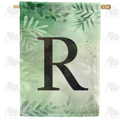 America Forever Lush Leaves Monogram House Flag