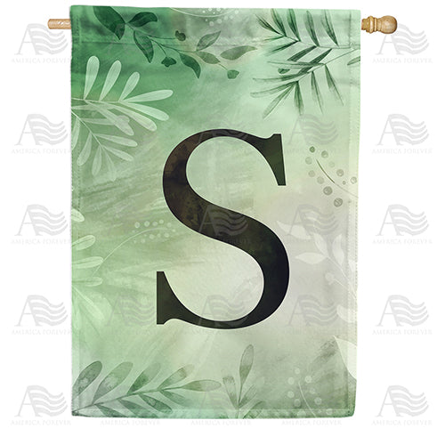 America Forever Lush Leaves Monogram House Flag