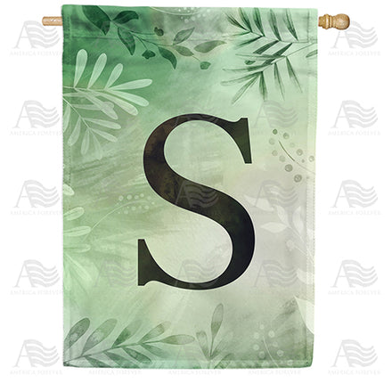 America Forever Lush Leaves Monogram House Flag