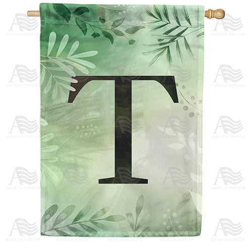 America Forever Lush Leaves Monogram House Flag