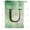 America Forever Lush Leaves Monogram House Flag