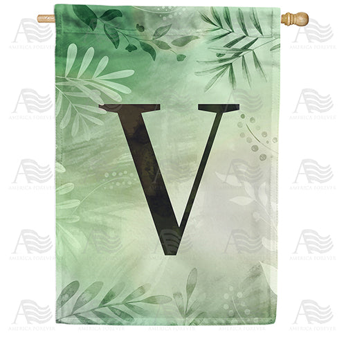 America Forever Lush Leaves Monogram House Flag