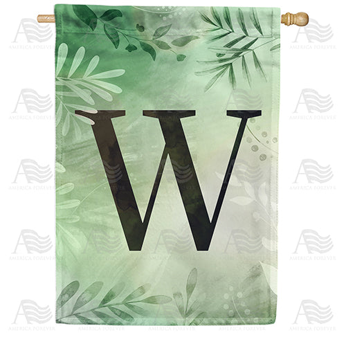 America Forever Lush Leaves Monogram House Flag