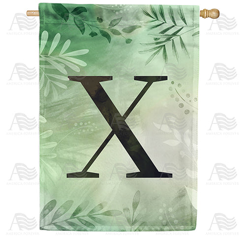 America Forever Lush Leaves Monogram House Flag