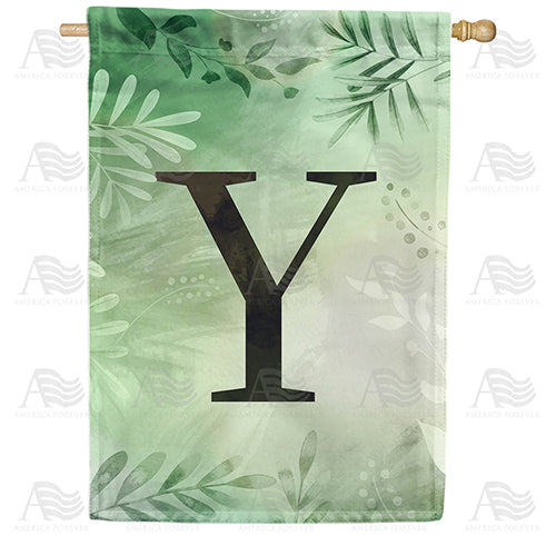 America Forever Lush Leaves Monogram House Flag
