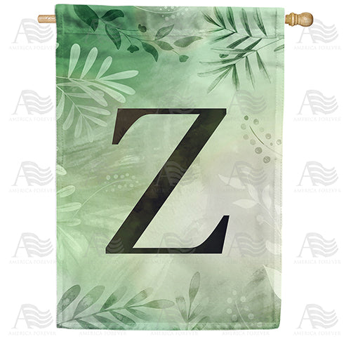 America Forever Lush Leaves Monogram House Flag