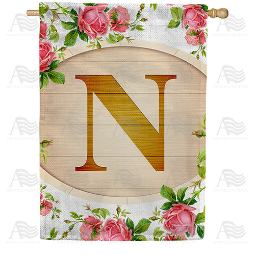 America Forever Country Roses Monogram House Flag