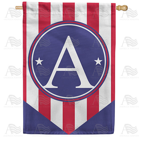 America Forever Red, White And Blue Emblem Monogram House Flag