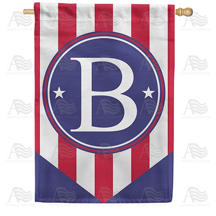 Red, White And Blue Emblem Monogram House Flag