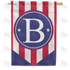 Red, White And Blue Emblem Monogram House Flag