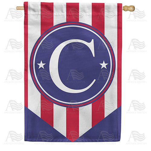 America Forever Red, White And Blue Emblem Monogram House Flag