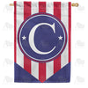 Red, White And Blue Emblem Monogram House Flag