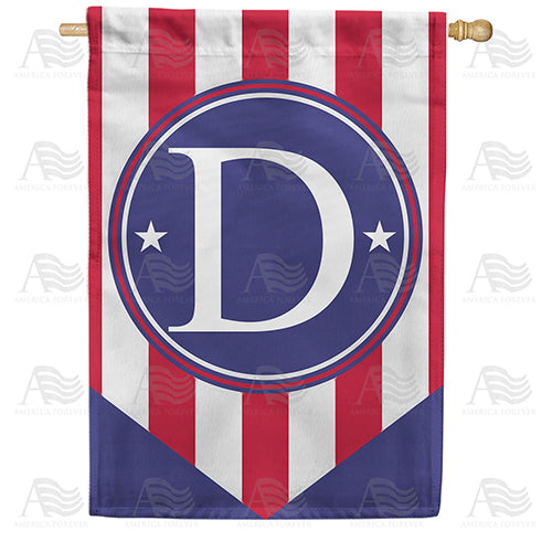 America Forever Red, White And Blue Emblem Monogram House Flag