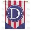 Red, White And Blue Emblem Monogram House Flag
