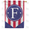 Red, White And Blue Emblem Monogram House Flag