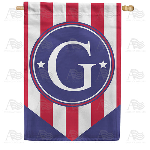 America Forever Red, White And Blue Emblem Monogram House Flag