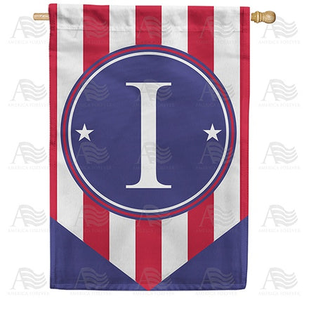 Red, White And Blue Emblem Monogram House Flag