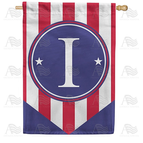 Red, White And Blue Emblem Monogram House Flag