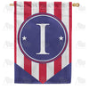 Red, White And Blue Emblem Monogram House Flag