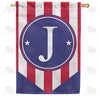 Red, White And Blue Emblem Monogram House Flag