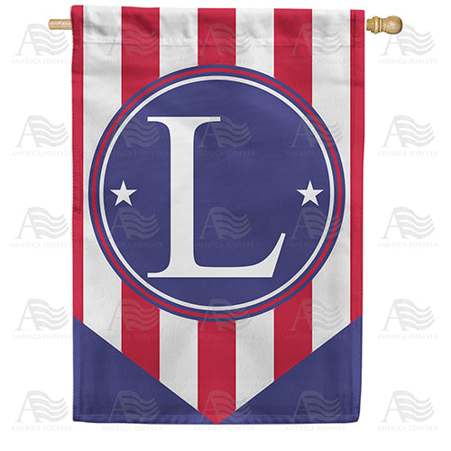 America Forever Red, White And Blue Emblem Monogram House Flag