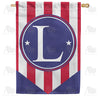 Red, White And Blue Emblem Monogram House Flag