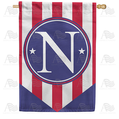 America Forever Red, White And Blue Emblem Monogram House Flag