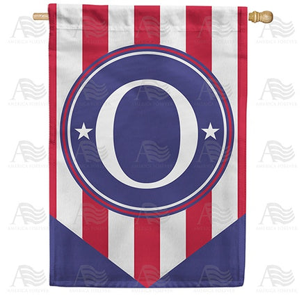 Red, White And Blue Emblem Monogram House Flag