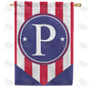 America Forever Red, White And Blue Emblem Monogram House Flag