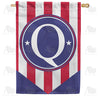 Red, White And Blue Emblem Monogram House Flag