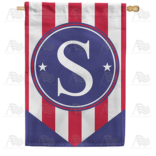 America Forever Red, White And Blue Emblem Monogram House Flag