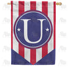 America Forever Red, White And Blue Emblem Monogram House Flag