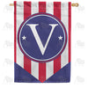 America Forever Red, White And Blue Emblem Monogram House Flag