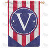 Red, White And Blue Emblem Monogram House Flag