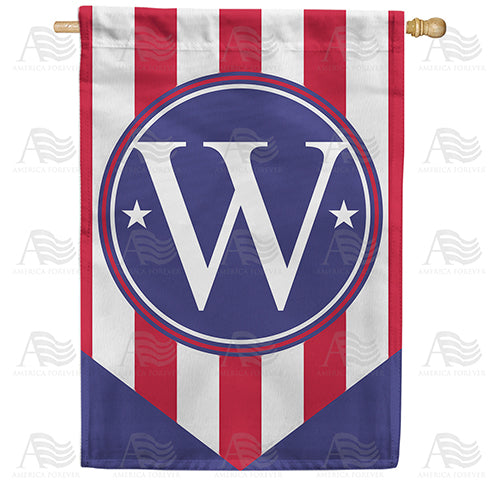 America Forever Red, White And Blue Emblem Monogram House Flag