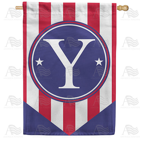 America Forever Red, White And Blue Emblem Monogram House Flag