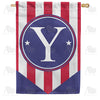 Red, White And Blue Emblem Monogram House Flag