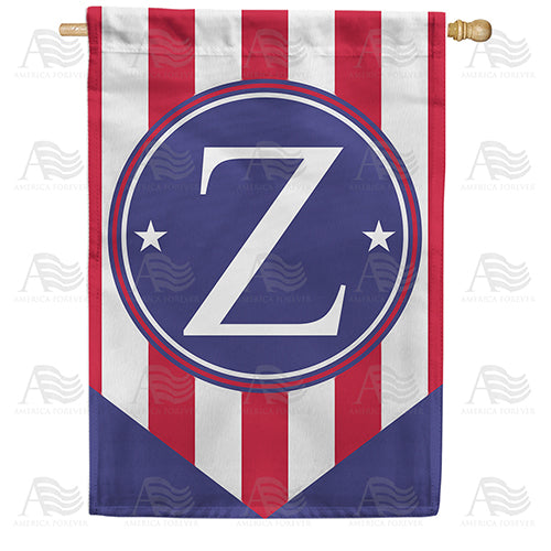 America Forever Red, White And Blue Emblem Monogram House Flag