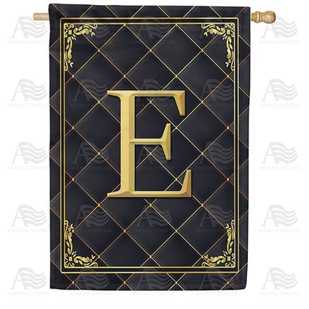Quilted Royalty Monogram House Flag