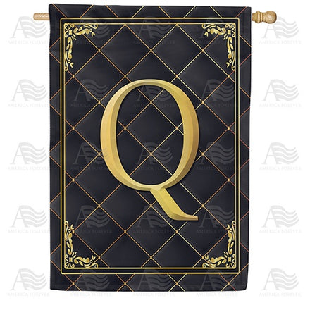 Quilted Royalty Monogram House Flag