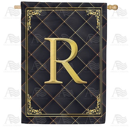 Quilted Royalty Monogram House Flag