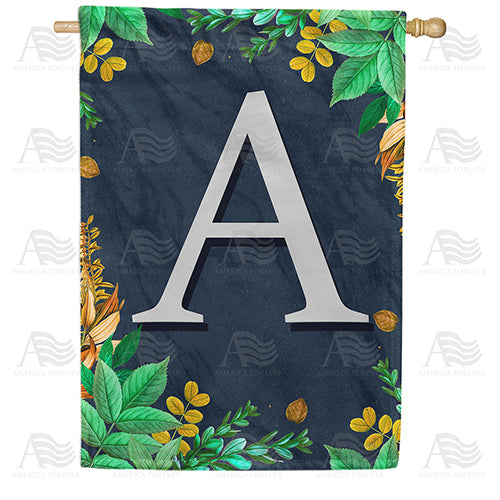 America Forever Fern On Slate Monogram House Flag