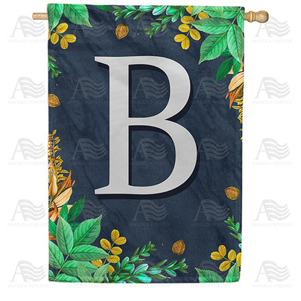 America Forever Fern On Slate Monogram House Flag