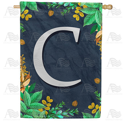 America Forever Fern On Slate Monogram House Flag