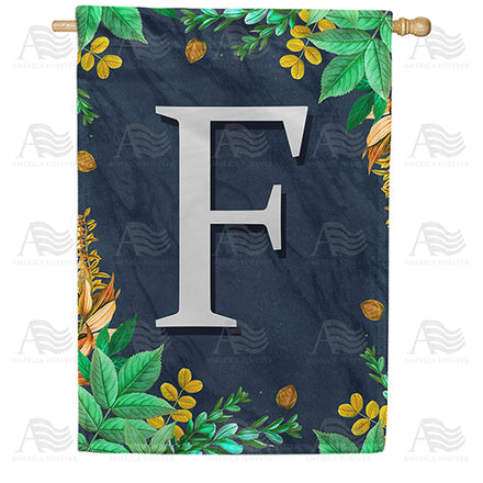 America Forever Fern On Slate Monogram House Flag
