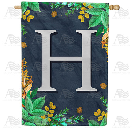 America Forever Fern On Slate Monogram House Flag